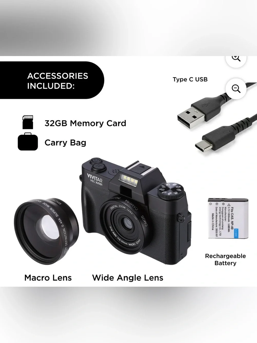 4K Digital Camera, 8x Digital Zoom, 3